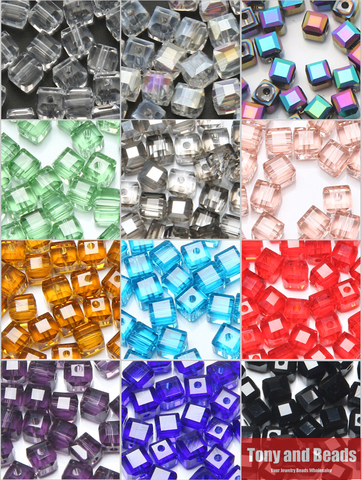 2lots de plus 10% de réduction! (100 Pcs/Lot) perles d'espacement en cristal de verre à facettes carrées de 4mm pour la fabrication de bijoux 17 couleurs ► Photo 1/1