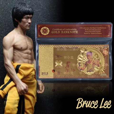 Bruce Lee – billet de banque en métal doré de couleur feuille d'or, offre spéciale, Collection de valeur avec cadre VOA, 100 ► Photo 1/3