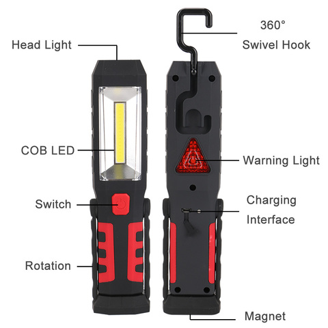 Lampe torche magnétique COB à LED Rechargeable, idéale pour le travail, le Garage, le Garage ou la maison, NDS66 ► Photo 1/6
