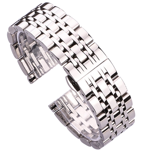 Bracelet de montre en acier inoxydable, 18mm 20mm 22mm, argent poli, luxe, remplacement, métal, accessoires pour hommes ► Photo 1/6