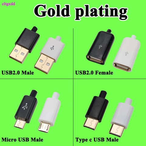Cltgxdd – connecteur Micro USB 2.0 Type c mâle, plaqué or, fiche femelle, 4 broches 5 broches, composants de Type A, blanc, noir ► Photo 1/6