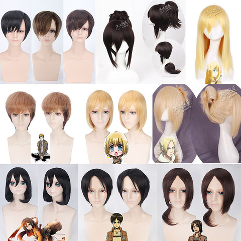 11 styles d'anime attaque sur Titan Eren Mikasa Ymir Sasha cosplay perruque pour Halloween cheveux synthétiques Cosplay Jean Kirstein Armin perruques ► Photo 1/6