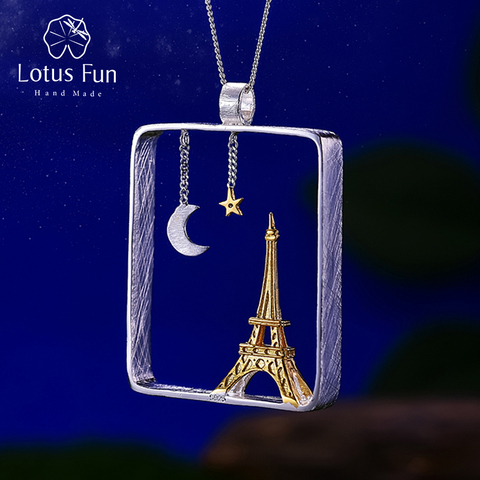 Lotus Fun – pendentif en argent Sterling 925 pour femmes, bijoux fins faits à la main, Design tour Eiffel, sans collier ► Photo 1/6