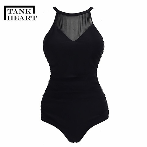 Tank Heart-maillot de bain pour femmes, ensemble une pièce Sexy et rétro, ensemble une pièce Sexy, grande taille, Badpak Trikini, 4XL, maillots de bain femmes ► Photo 1/6