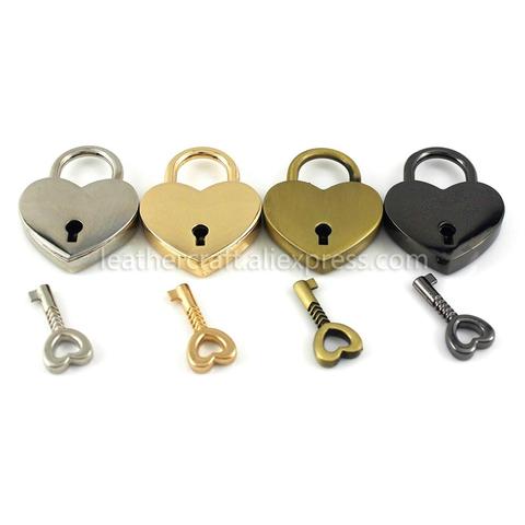 Mini cadenas en métal Vintage en forme de cœur 1 unité, sac valise, boîte de bagages avec clé ► Photo 1/6