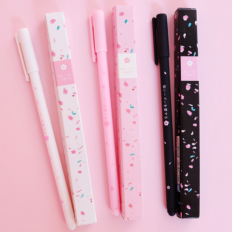 Stylo à bille Gel romantique Sakura, fournitures scolaires et de bureau, stylo de signature pour étudiant, encre noire, 0.38mm ► Photo 1/6