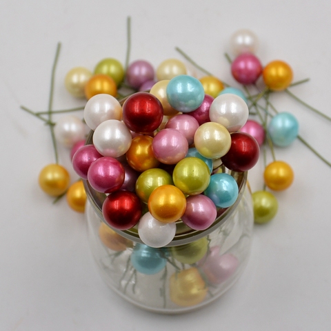 Perles artificielles en plastique, 40 pièces, fleurs de baca pour mariage, Scrapbooking, fleurs de Pistil décoratives pour couronne ► Photo 1/6