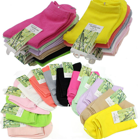 Chaussettes de sport pour femmes, marque à la mode, 10 pièces = 5 paires, de bonne qualité, décontracté fibres de bambou, chaussettes pour femmes, taille 35 à 41 ► Photo 1/6