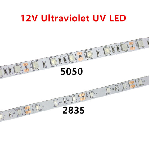 Bande UV led ultraviolette 395-405nm, 2835/3528 5050 SMD, 60 diodes/m, ruban d'éclairage Flexible, 12V pour fête de Fluorescence pour DJ ► Photo 1/5