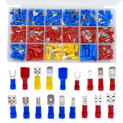 Kit d'assortiment de connecteurs fourchettes entièrement isolées type U, bague à sertir électrique, 330 pièces ► Photo 1/6