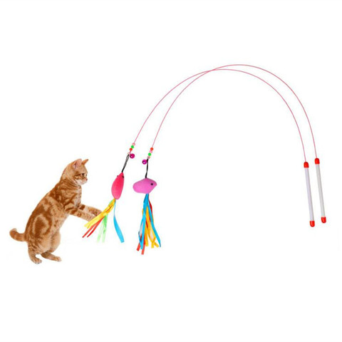 Bâton en fil métallique élastique pour chat, souris et poisson, jouet interactif pour chaton, 1 pièce ► Photo 1/6