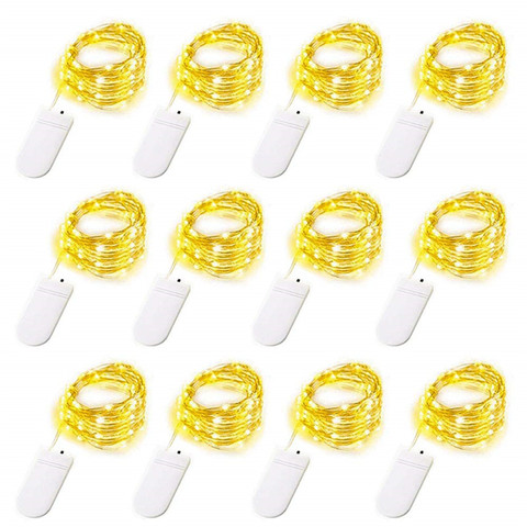 Micro guirlande lumineuse Led en cuivre, CR2032, 12 pièces/lot, boutons à piles, 2M, 20 diodes pour la décoration de mariage ► Photo 1/6