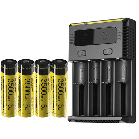 NITECORE NOUVEAU I4 Chargeur Écran OLED Intellicharger Chargeur de batterie + NITECORE 18650 3500 mAh 3.6 V 12.6Wh NL1835HP li-ion batterie ► Photo 1/1