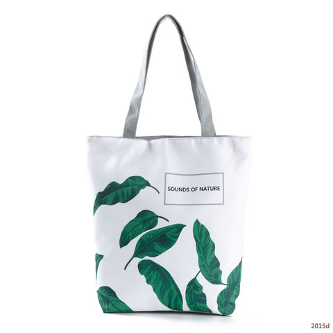 Miyahouse-sac à main en toile, imprimé feuilles vertes, pliable et réutilisable, sac de plage, grande capacité, sac de voyage pour femme ► Photo 1/6