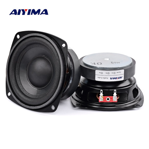 AIYIMA – Mini haut-parleur stéréo Portable, 2 pièces, 4 pouces, 50W, 4 Ohm, 8Ohm, gamme complète, klaxon de voiture ► Photo 1/6