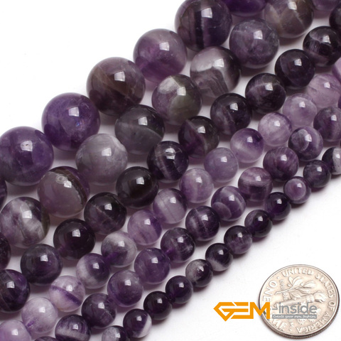 Perles rondes d'améthystes de couleurs mélangées: 6mm à 14mm, perles en pierre naturelle, bricolage, pour la fabrication de bracelets, 15 pouces, vente en gros ► Photo 1/6