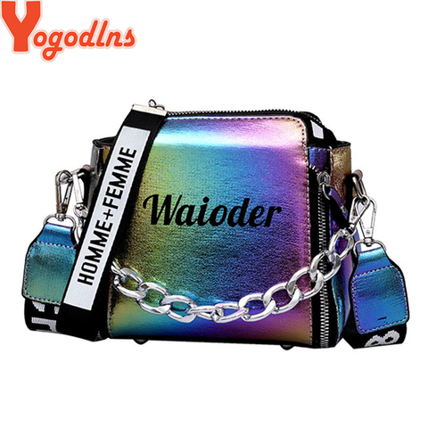 Yogodlns – sacs à main Laser pour femmes, à bandoulière de luxe, avec chaînes, lettre, Mini, à rabat, 2022 ► Photo 1/6