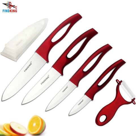 Manche rouge en zircone couteaux en céramique pour couteau à fruits ensemble de cuisine 3 4 5 6 pouces et éplucheur 2022 ► Photo 1/6