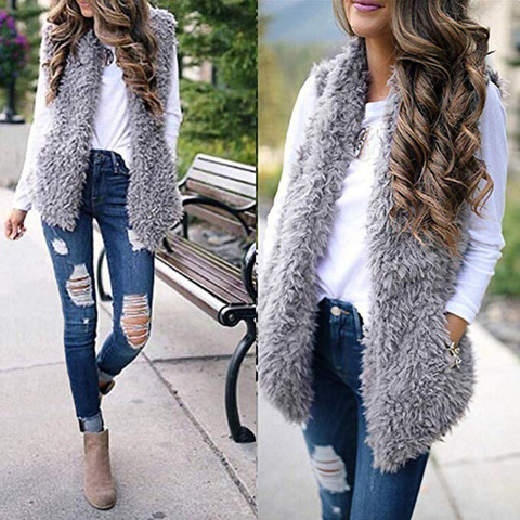 Gilet en fausse fourrure pour femme, Long et léger, à la mode, Slim, confortable, hiver ► Photo 1/1