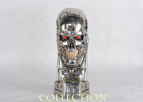 Buste de crâne T-800, Terminator, modèle 3D, tête de mort, endosquelette, grande taille, résine LED yeux ► Photo 1/6