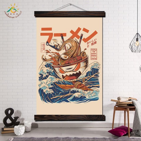 Affiche sur toile moderne Great Ramen Off Kanagawa, peinture murale avec rouleau ► Photo 1/6