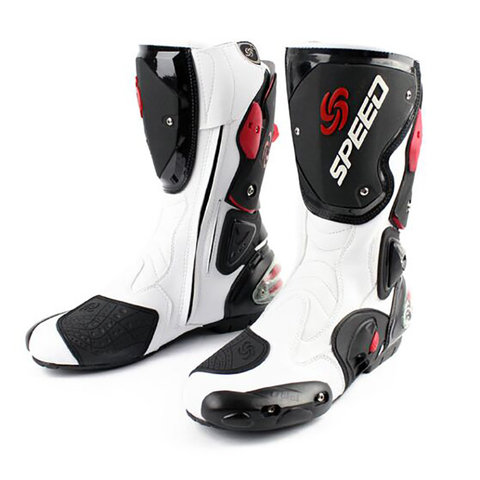 B1001 bottes de course de moto chaussures de motard de vitesse professionnelle moto longue équitation protection changement de vitesse Microfibe botte en cuir ► Photo 1/6