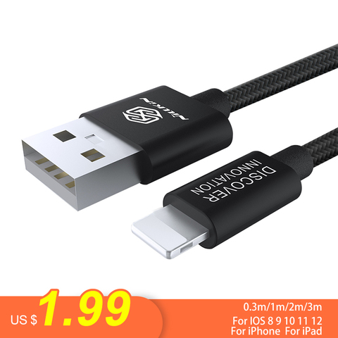 NILLKIN – câble USB en Nylon pour recharge et données (3M), cordon de chargeur pour téléphone iPhone XS Max / XR/ XS /X/8/8 Plus/7/ 6S/5s et iPad ► Photo 1/6