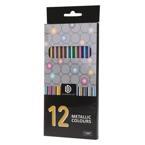 Crayons de couleur métalliques Non toxiques, 12 couleurs, pour dessin, croquis, 12 pièces ► Photo 1/6