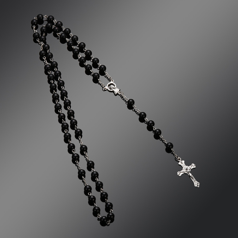 2022 nouvelle mode à la main ronde perle de verre chapelet catholique qualité perle croix collier perles croix religieux pendentifs collier ► Photo 1/5