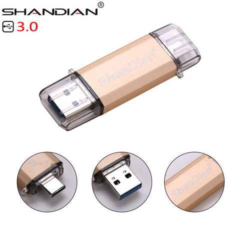 SHANDIAN USB 3.0 Promotions type-c 3.1 OTG 32GB 64GB mémoire de stockage externe bâton 16GB 64GB ordinateur Mobile clé USB ► Photo 1/5