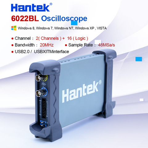 Hantek – Oscilloscope à 2 canaux, USB, PC 6022BL, 20MHz, bande passante, 48msa/s, fréquence d'échantillonnage, 16 canaux, analyseur logique ► Photo 1/6