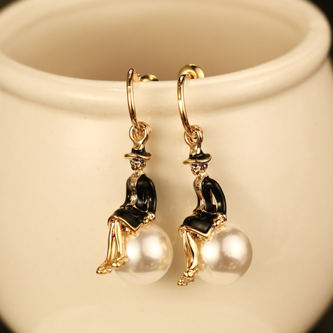 Mimiyagu-boucles d'oreilles pour femmes, dorées, tendance, avec des perles ► Photo 1/4
