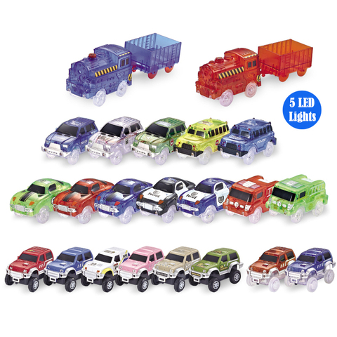 Pistes magiques lumière LED électronique voiture pistes pièces de jouet 5 lumières colorées jouets pour enfants pour Puzzle jouets voiture cadeaux d'anniversaire ► Photo 1/6