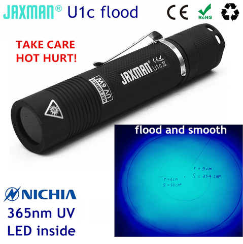 Jaxman U1c inondation et tache lisse Nichia UV lampes LED 365nm 18650 lampe de poche LED livraison gratuite ► Photo 1/5