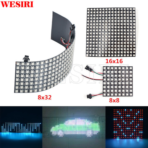 WESIRI 8x8 16x16 8x32 Pixels SK6812 WS2812B Individuellement Adressable Numérique Flexible led Panneau Pixels Écran DC5V ► Photo 1/6