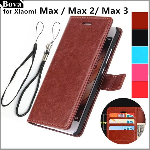 Xiao mi mi Max 2 3 porte-carte housse pour Xiao mi mi Max2 Xiao mi Max2 etui de téléphone en cuir synthétique polyuréthane ultra mince portefeuille couverture rabattable ► Photo 1/6