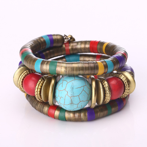 Bracelet multicouches bohème fait à la main pour hommes et femmes, bijoux en forme d'os de serpent, cadeaux pour filles/femmes ► Photo 1/6