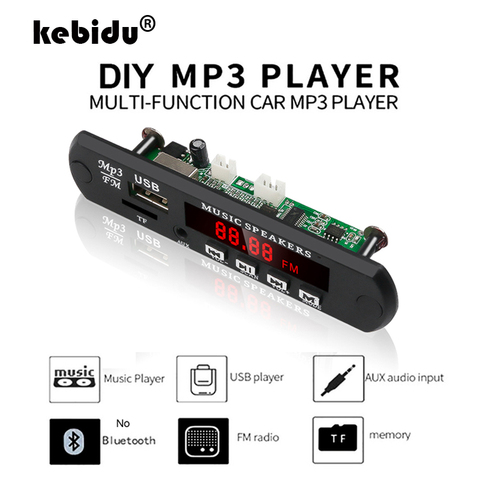 Kebidu aucun Module de carte de décodeur Bluetooth MP3 WMA WAV AUX 3.5MM lecteur Audio MP3 de voiture USB TF carte de décodeur FM avec télécommande ► Photo 1/6