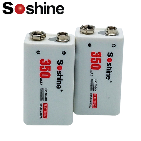 Soshine – batterie rechargeable Ni-MH 9 V, 350mah NiMH, avec boîte de protection pour Microphone, 2 pièces ► Photo 1/1