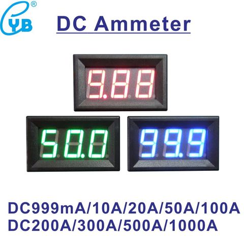 Ampèremètre numérique LED YB27C DC 10A 50A 100A 200A 300A 500A 75mV, ampèremètre, testeur de panneau, moniteur de courant noir ► Photo 1/6