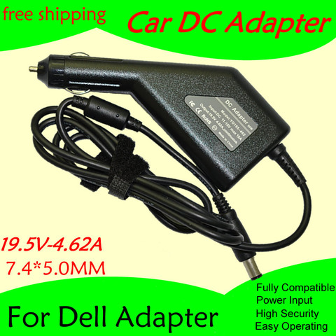 Chargeur adaptateur de voiture, haute qualité, DC, 19.5V, 4.62A, pour ordinateur portable, Dell 7.4x5.0MM, entrée 90W, DC11-15V max 10a ► Photo 1/6