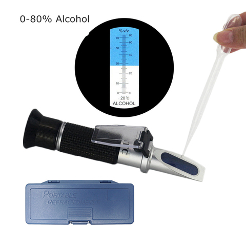 Portable Réfractomètre D'alcool 0-80% V/V HYDROMÈTRE Réfractomètre Pour L'alcool Moonshine Concentration ATC SPIRITUEUX Testeur ► Photo 1/6