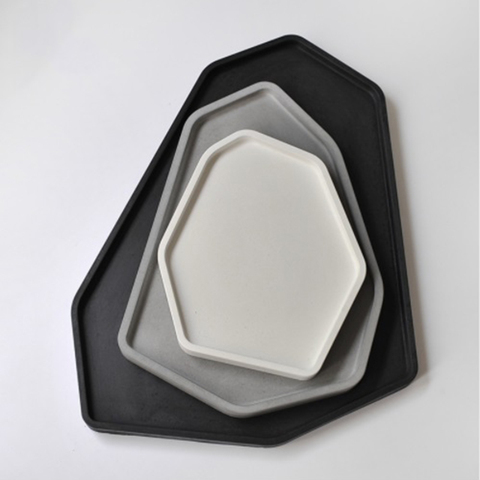 Plateau en béton moule en silicone forme irrégulière ciment pot de fleurs plateau moule plâtre artisanat moule ► Photo 1/5