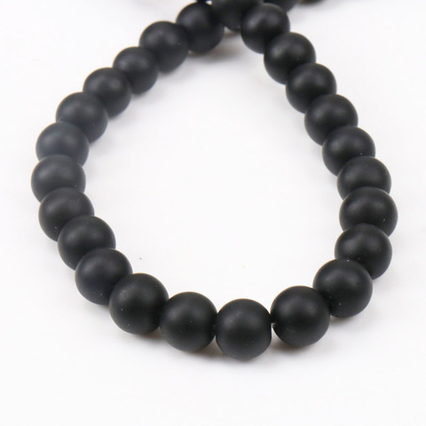 Perles rondes noires mates en pierre naturelle, 4 à 12mm, pour la fabrication de bijoux, vente en gros ► Photo 1/6