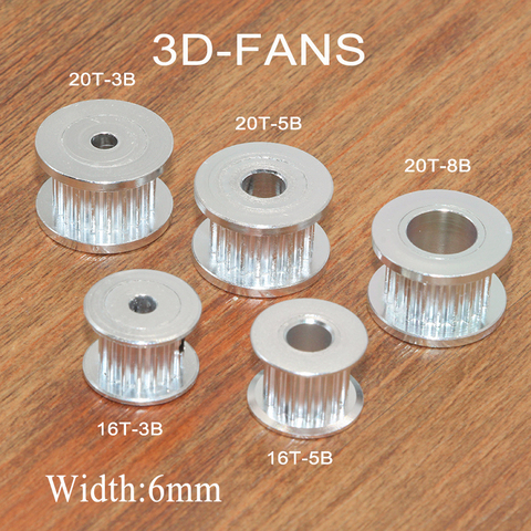 Pièces d'imprimante 3D 2gt GT2, poulie de ralenti en aluminium 16T 20T, dents de 3mm 5mm 8mm, alésage pour largeur 6mm ► Photo 1/4