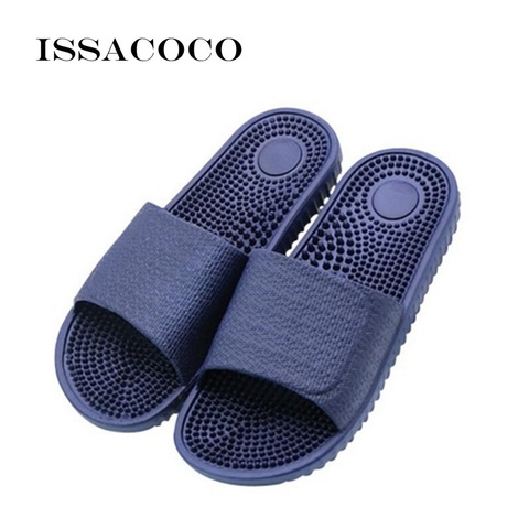 ISSACOCO homme plat intérieur Massage pantoufles hommes maison antidérapant Massage pantoufles Zapatos Hombre plage tongs hommes diapositives ► Photo 1/6