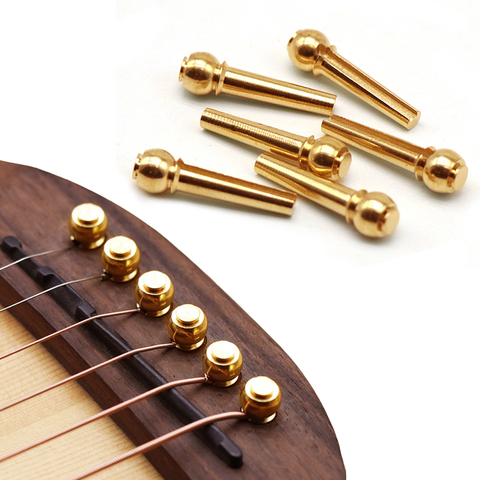 6 pièces/lot cordes de guitare acoustique en métal, clous de pont en laiton, cordes de guitare à cône fixe ► Photo 1/6
