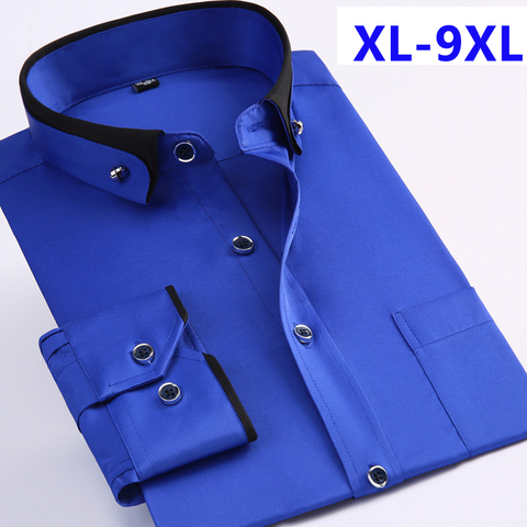 Nouveauté printemps commercial facile entretien chemise mâle surdimensionné à manches longues mode formelle de haute qualité grande taille M-7XL8XL9XL ► Photo 1/2