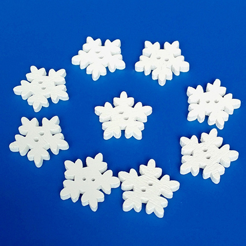 Boutons flocons de neige en bois blanc de noël, 100/50 pièces, pour artisanat Scrapbooking ► Photo 1/3
