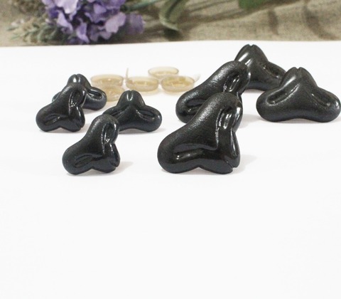 30 pièces/lot 12x1 8mm/19x29mm en plastique noir mignon animal jouet nez et rondelle souple pour bricolage peluche dolltrouvailles-option de taille ► Photo 1/2